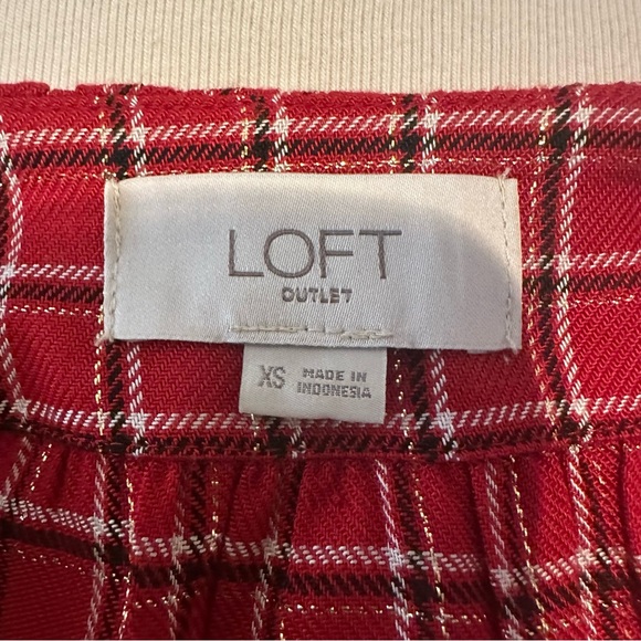 LOFT Red Checkered Blouse - Picture 3 of 7
